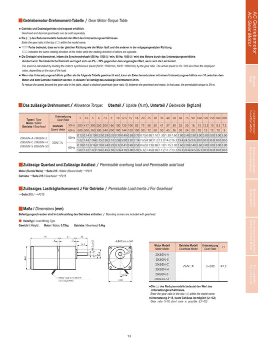 AC Gearmotor 6W, Induction motor with gearbox